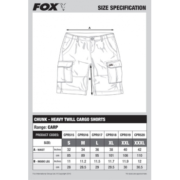 Fox CHUNK Cargo Shorts Heavy Twill Grey S
