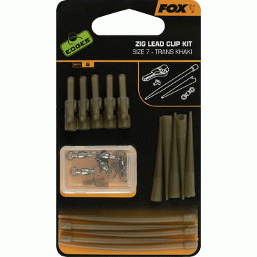 Fox Edges Zig Lead Clip Kit Trans Khaki Kit Size 7