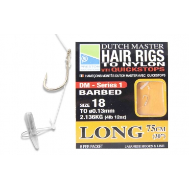 Preston Dutch Master Hair Rigs With Quickstops Long 75cm Size 18