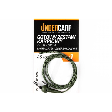 Under Carp Gotowy Zestaw Karpiowy z Leadcorem i Koralikiem Zderzakowym 45 lbs/100 cm Zielony