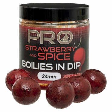 Starbaits Strawberry Spice Boilies in Dip 24mm 150g